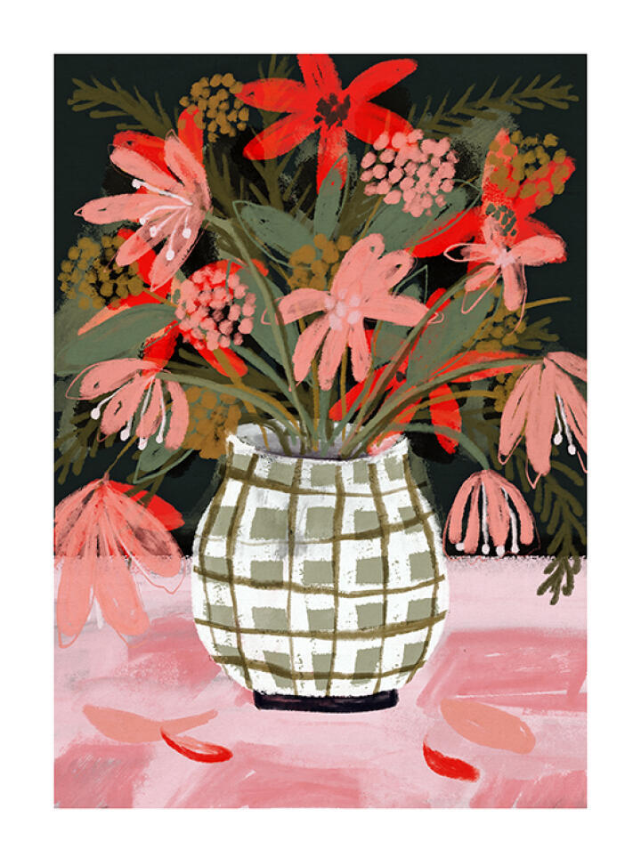 Petals in Patterned Vase