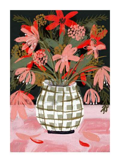 Petals in Patterned Vase