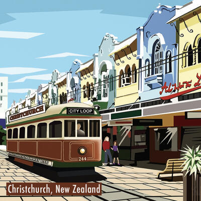 Christchurch City Tram Art Magnet