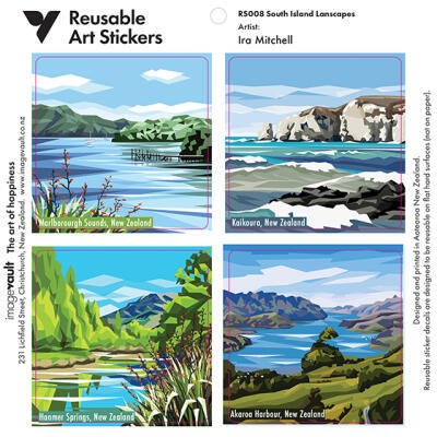 Ira Mitchell Art Stickers, South Island Landscapes AS008