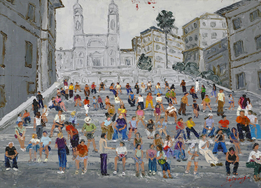 Bustling European City Square