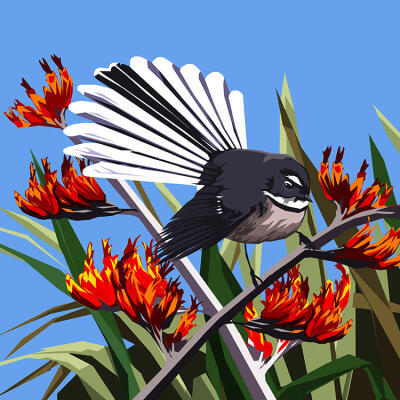 Fantail In The Flax
