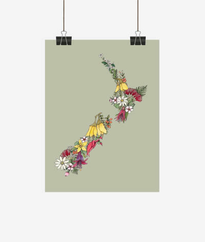 NZ Flora Tea Towel