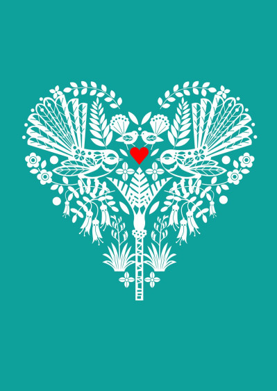 New Zealand Turquoise Fantail Heart