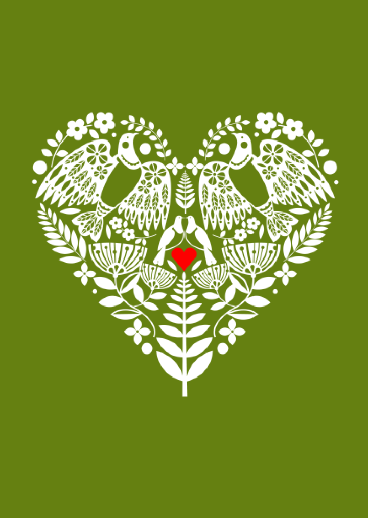 Kereru Heart Moss Green