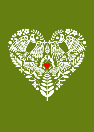 Kereru Heart Moss Green