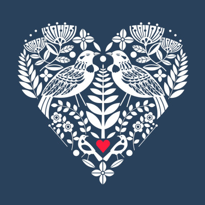 New Zealand Indigo Tui Heart (detail) (Mini card)