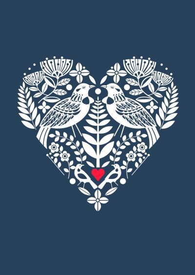 New Zealand Indigo Tui Heart