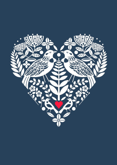 New Zealand Indigo Tui Heart