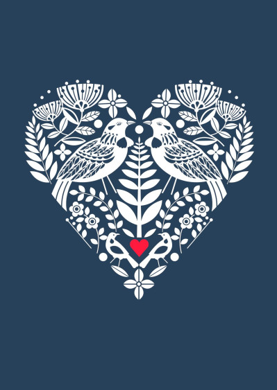 New Zealand Indigo Tui Heart