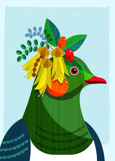 Kereru With Flower Crown