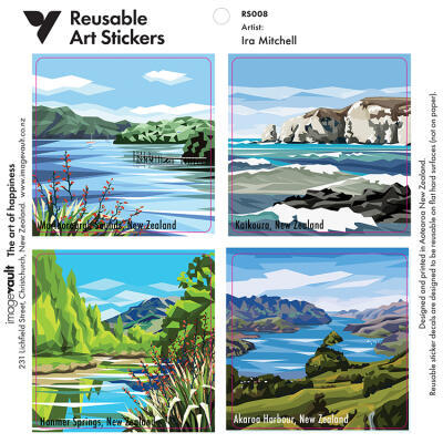 Ira Mitchell Art Stickers, South Island Landscapes